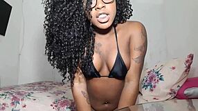 Ebony babe masturbates passionately