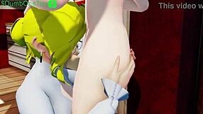 Ruby and Glinda clash in a wild RWBY 3D cartoon futanari showdown.