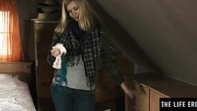 daring blonde sneaks into stranger's house to touch herself