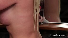 Cute lady gets facial as she serves multiple men oral sex