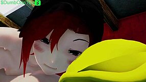 Ruby and Glinda clash in a wild RWBY 3D cartoon futanari showdown.