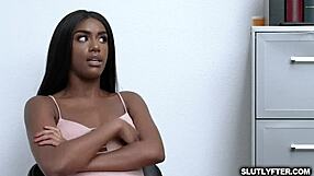 Lp Officer Slams Black Teen's Pussy from Behind in Office Hard