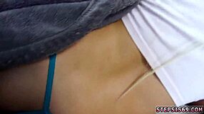 Teen in bikini shows feet, but don't say you love me in taboo blowjob