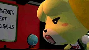 isabelle from animal crossing new leaf in a fun scene