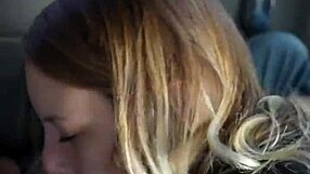 Blonde Wife Gives Risky Public Blowjob In Car