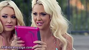 Blonde Babe Receives Relaxing Lesbian Massage Outdoors