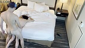 Sexual hard fuck for a petite tattooed girl in the position doggy style