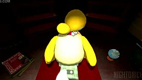 isabelle from animal crossing new leaf in a fun scene