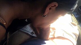 brunette hot wife sucking big dick in car