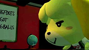 isabelle from animal crossing new leaf in a fun scene