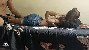 A wife in lingerie masturbates clit with vacuum vibrator, revealing creamy pink insides