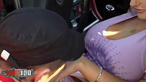 Hot brunette with big natural boobs gets outdoor fucked hard