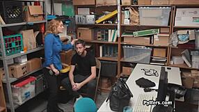 Lucky thief spies and fucks horny milf security guard