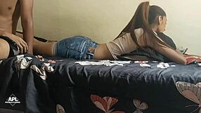 A wife in lingerie masturbates clit with vacuum vibrator, revealing creamy pink insides