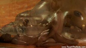 i'm softly touching her pussy here, feeling the exotic brunette's naked body