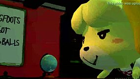 isabelle from animal crossing new leaf in a fun scene