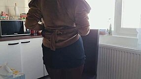 Youngteen wearing Only pantyhose strips and masturbate near the window