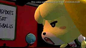 isabelle from animal crossing new leaf in a fun scene