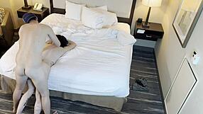 Sexual hard fuck for a petite tattooed girl in the position doggy style