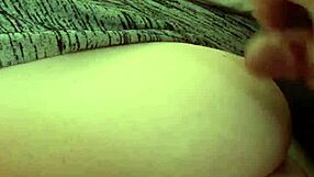 Boldly jerking cock on wife's amazing natural 42f tits