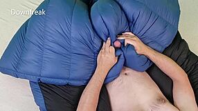 Lying on my unique feathered comforter after a long day.