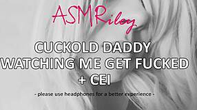 Cuckold dad sits next to me and listens to my asmr while he watches you fuck me hard