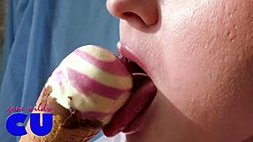 Sexy Babe Sucks Ice Cream Suggestively Like A Cock