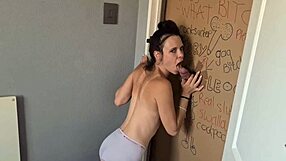 Will Gloryhole Slut Suck and Jerk Through Doorway?