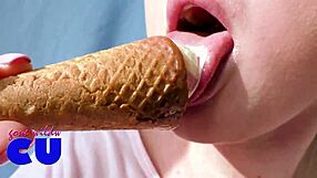 Sexy Babe Sucks Ice Cream Suggestively Like A Cock