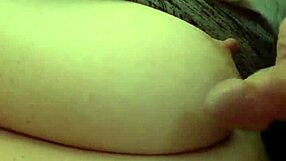 Boldly jerking cock on wife's amazing natural 42f tits