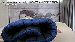 Lying on my unique feathered comforter after a long day.