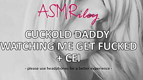 Cuckold dad sits next to me and listens to my asmr while he watches you fuck me hard
