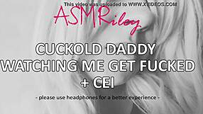 Cuckold dad sits next to me and listens to my asmr while he watches you fuck me hard