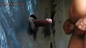 hotsexyslut squirts all over the glory hole and gets her face covered in cumshot