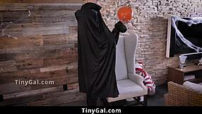 Ginger teen in pigtails enjoys big dick on Halloween