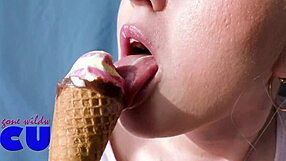 Sexy Babe Sucks Ice Cream Suggestively Like A Cock