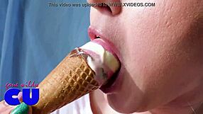 Sexy Babe Sucks Ice Cream Suggestively Like A Cock