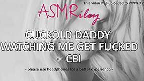 Cuckold dad sits next to me and listens to my asmr while he watches you fuck me hard