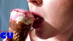 Sexy Babe Sucks Ice Cream Suggestively Like A Cock