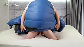 Lying on my unique feathered comforter after a long day.