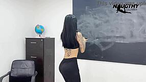 Can this beautiful teacher handle recording a porn video in her classroom?