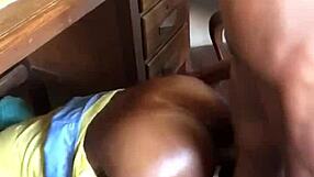 Nasty creampie under study table