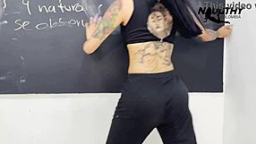 Can this beautiful teacher handle recording a porn video in her classroom?