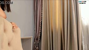 Brunette Dances with Natural Boobs and Tasty Pale Nipples