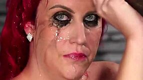 Flirty Beauty Gets Cum Shot On Her Face Eating All The Jizm In Blowbang Bukkake