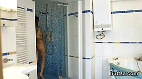 horny blonde babe masturbates solo on kitchen counter in vr