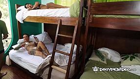 Travelers Fuck Student With Big Cock In Dorm Room Threesome