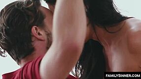 Milf Receives Cum on Big Tits from Young Dude in Old and Young Encounter