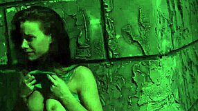 Bound dildo gaping Anya’s pussy in rough outdoor public action?