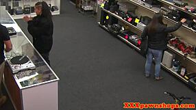 amateur gets doggystyled in hidden pawnshop back